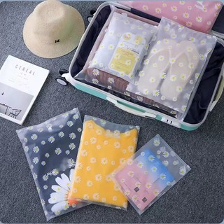 Túi đựng dây kéo chống nước có thể tái sử dụng S / M / L - Túi đựng giày quần áo mờ Daisy