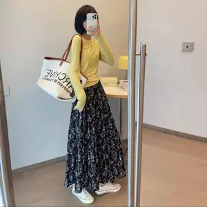 Váy hoa mùa hè mùa hè mùa hè phong cách trung dài eo cao ôm hơn Váy dài