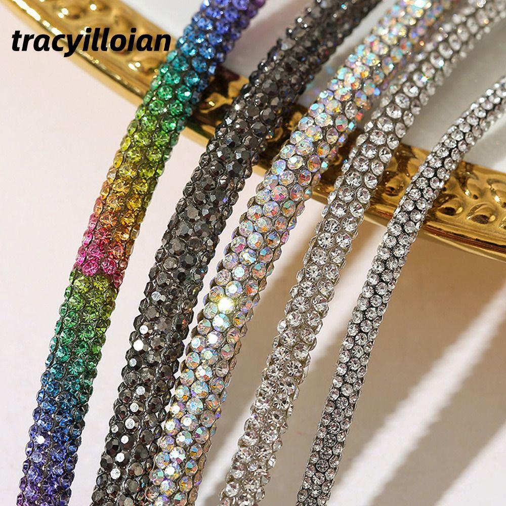 TRACEILLOIAN Dây Đá Tròn Váy Cô Dâu Dây Giày DIY Full Kim Cương Giả Ống