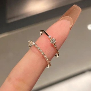 🥰Nhẫn ngón trỏ thanh lịch đơn giản thích hợp đeo chồng, nhẫn vòng siêu mảnh đá lấp lánh phong cao cấp nữ