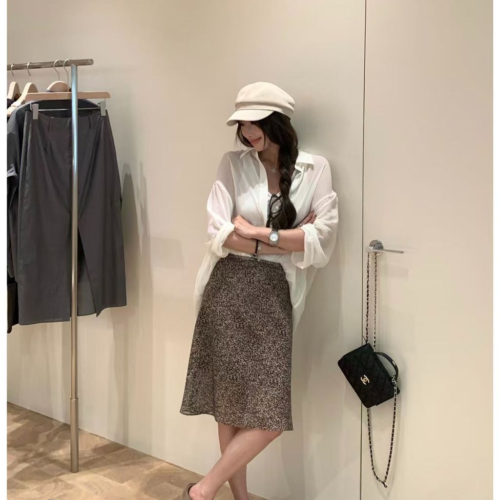 Váy In Da Báo Nữ Mùa Hè Mới Co Giãn Eo Retro Cao Cấp Đa Năng Váy Chữ A