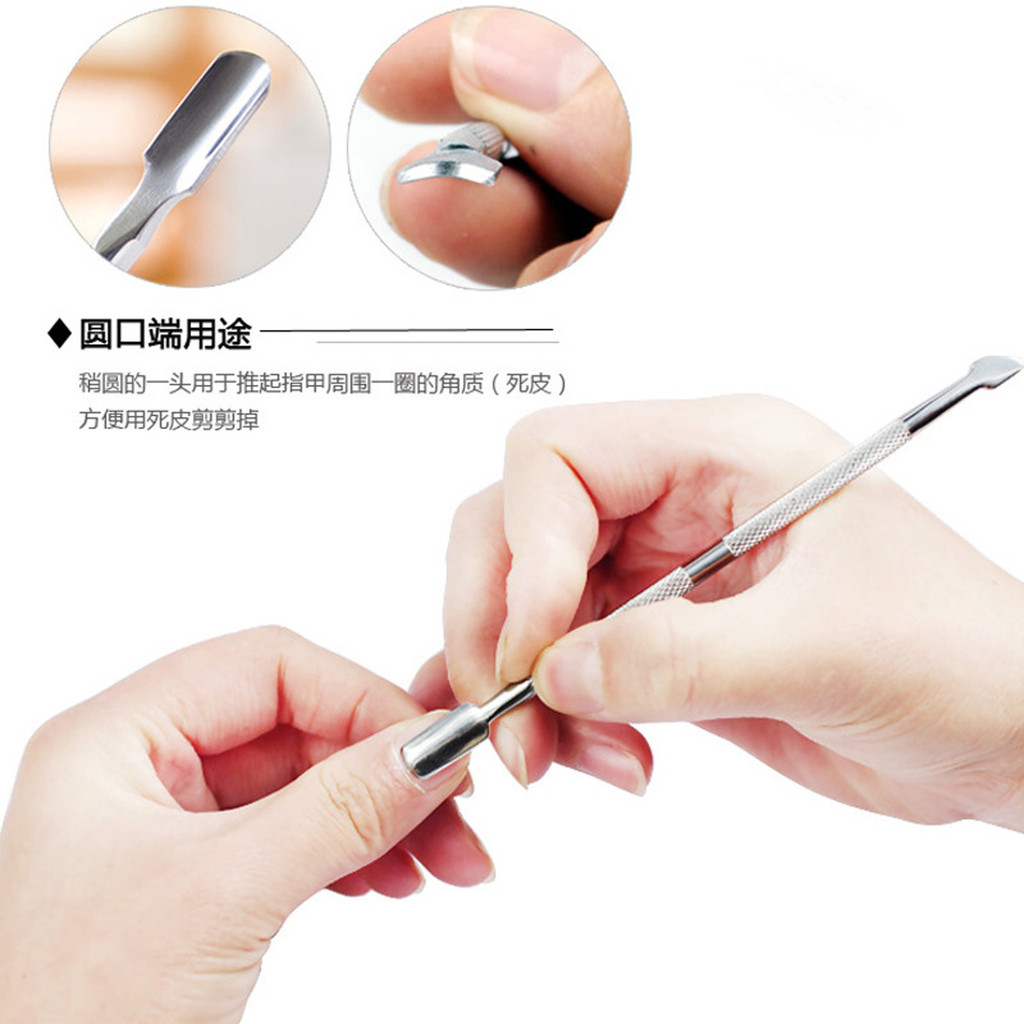 [XT] Dụng cụ đẩy da chết hai đầu bằng thép không gỉ Dụng cụ chăm sóc dụng cụ đẩy móng tay bằng thép không gỉ