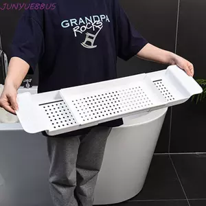Giá đỡ bồn tắm có thể mở rộng JUNYUE88US, Giá đỡ điện thoại tích hợp Khay bồn tắm có thể điều chỉnh độ dài có thể điều chỉnh, Thiết kế chống trượt Cấu trúc có thể gập lại Bộ sắp xếp lưu trữ có thể gập lại