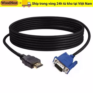 Dây chuyển đổi AV WOODNEST, Cáp HDMI tương thích với VGA 1080P, Dây kết nối HDTV PC 1-5m