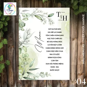Combo 10 Thực đơn đám cưới khổ A5, Thực đơn tiệc tại nhà - Menu Nhiều mẫu - In giấy ảnh bóng đẹp sang trọng