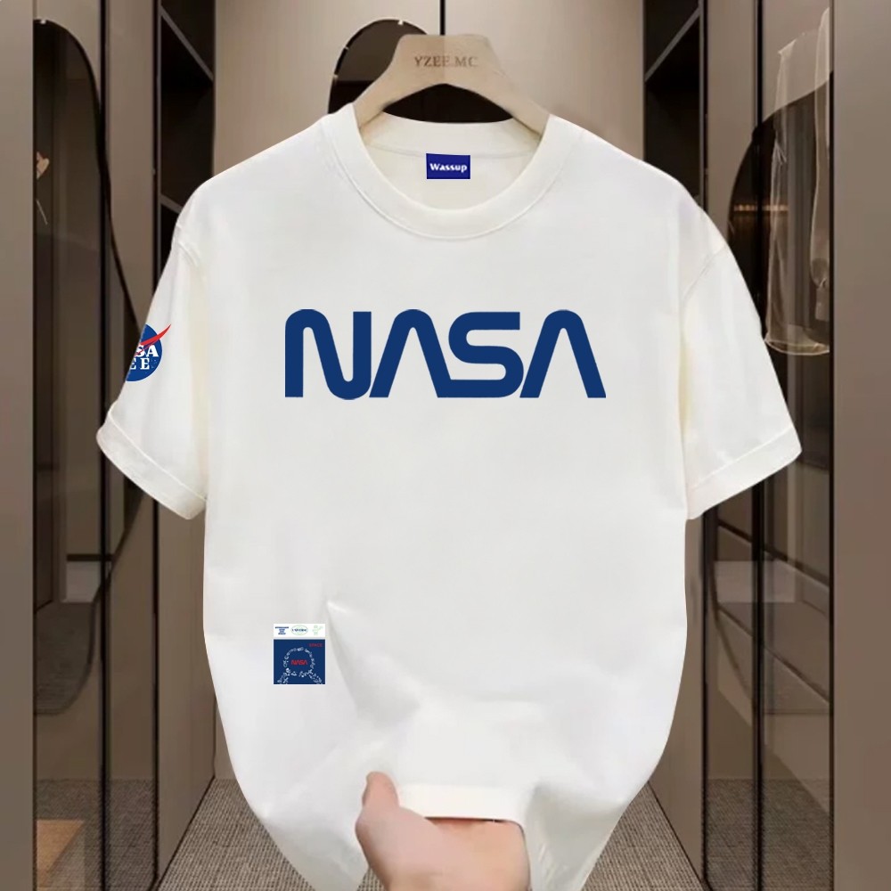 （Giao hàng 24h）Angela  NASA Joint Logo-Áo thun nam mới! 100% cotton, thời trang, Unisex