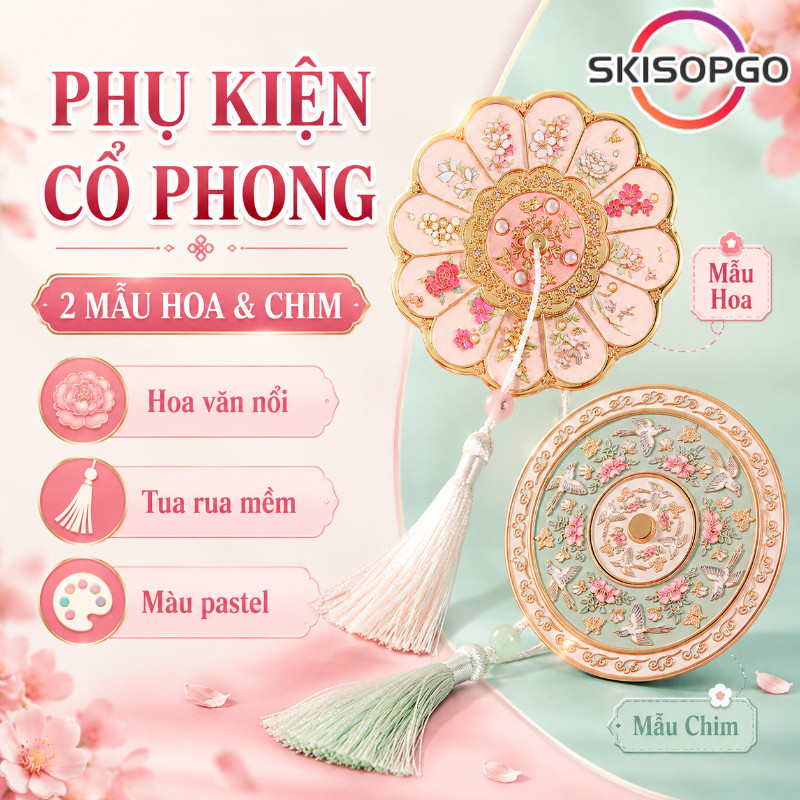 【SKISOPGO】Gương Cầm Tay Nữ Thần Mười Hai Hoa,Gương Cầm Tay Flower Cổ Điển Kim Loại Gương,quà tặng bạn thân