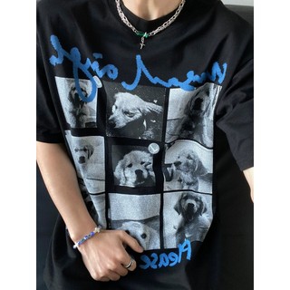Áo thun nam ESEA tay ngắn thương hiệu thời trang Mỹ "Love Dog" cặp đôi unisex