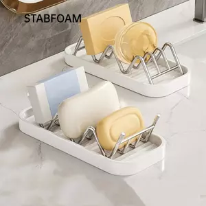 Giá đựng xà phòng bằng thép không gỉ STABFOAM, đa chức năng có khay đựng xà phòng, Giá đựng đồ phòng tắm tự xả nhiều cảnh Sử dụng trong phòng tắm