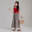 Bé Gái Kiểm Tra Quần Thẳng Mùa Hè Vải Lanh Cotton Mỏng Quần 90-170 Size 9CXZ