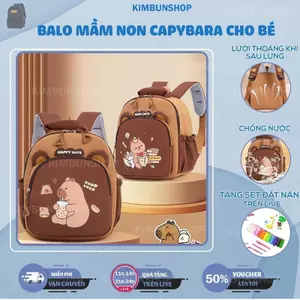 Balo Mầm Non Capybara đáng yêu cho bé 1-5 tuổi size 27*21*10cm -Kimbunshop27