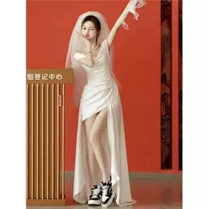 🔥có hàng sẵn🔥váy đính hôn váy cưới ngắn đầm dự tiệc sang trọng mùa tốt nghiệp Pháp Một Vai Ánh Sáng Váy Cưới Tính Khí Nhỏ Đơn Giản Cổ Satin Giấy Chứng Nhận Nhỏ Trắng Đầm Ngắn Đính Hôn Đầm Trắng