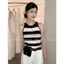 Thái Lan Đẹp Nhỏ Camisole Hình Chữ I Áo Vest Nữ Mùa Hè Mặc Ngoài Không Tay Sọc Băng Lụa Đan Tắt @ -