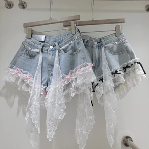 Ren Denim Quần Short Nữ Mùa Hè 2026 Mùa Hè Phong Cách Mới Cao Cấp Rời Độc Đáo Cô Gái Nóng Chữ a Quần Short Nữ