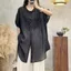 Áo Sơ Mi Tay Ngắn Vải Lanh Cotton Giữa Chiều Dài Nghệ Thuật Retro Cổ POLO Thêu Top Phù Hợp Với Quần Áo Nữ Rộng 5.26