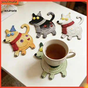Linh hồn| Bộ Coaster 6 Bộ Đế Lót Ly Bằng Gỗ Dễ Thương Cho Chó Con – Thảm Uống Bền Chịu Nhiệt Chống Trơn Trượt Để Trang Trí Văn Phòng Tại Nhà – Quà Tặng Coaster Cách Nhiệt Dễ Dàng Vệ Sinh