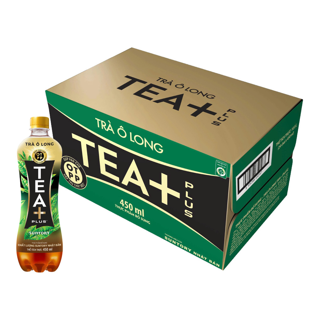 Thùng 24 chai trà ô long Tea Plus 450ml