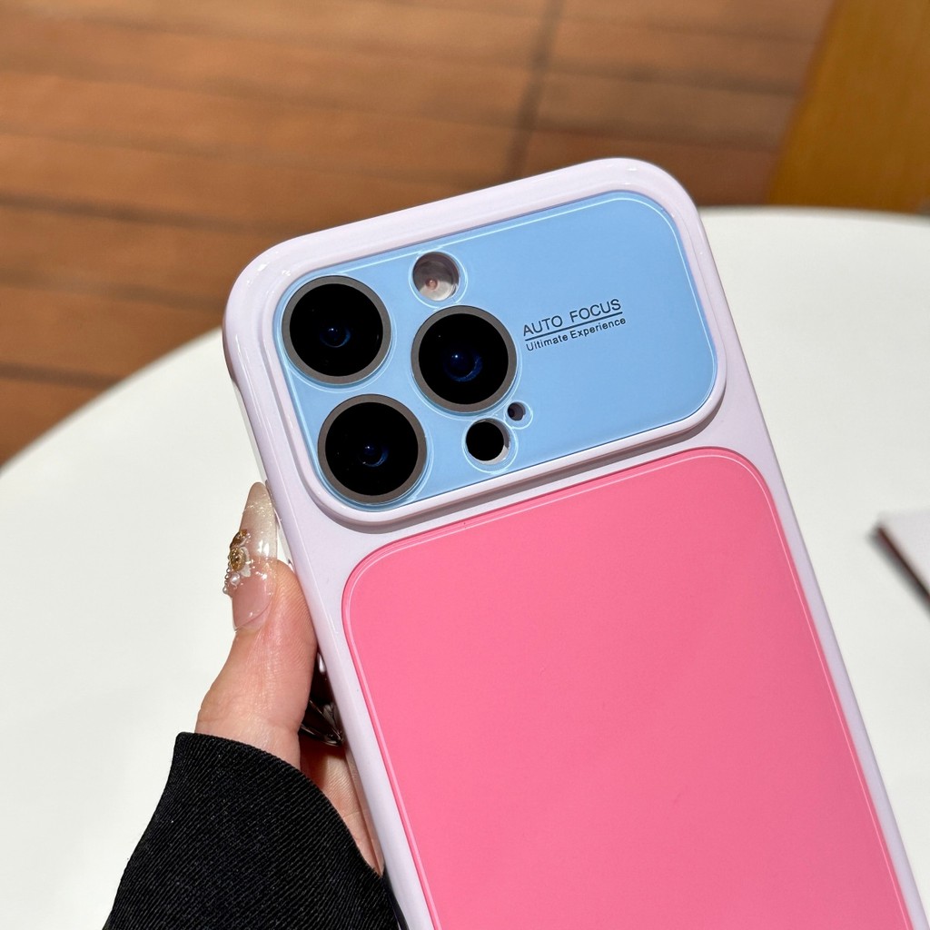 Ốp điện thoại khối màu Dopamine cho iPhone 13 14 15 16 17 Pro Max, Giao diện tức thì 17 Series, Cửa sổ máy ảnh lớn, Bảo vệ ống kính, Màu sắc hợp đồng Vỏ mềm Acrylic chống sốc