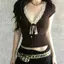 Hot Girl Pure Desire Ren khâu màu tương phản Áo thun cổ chữ V có dây cổ chữ V Retro Slimmer Look Top