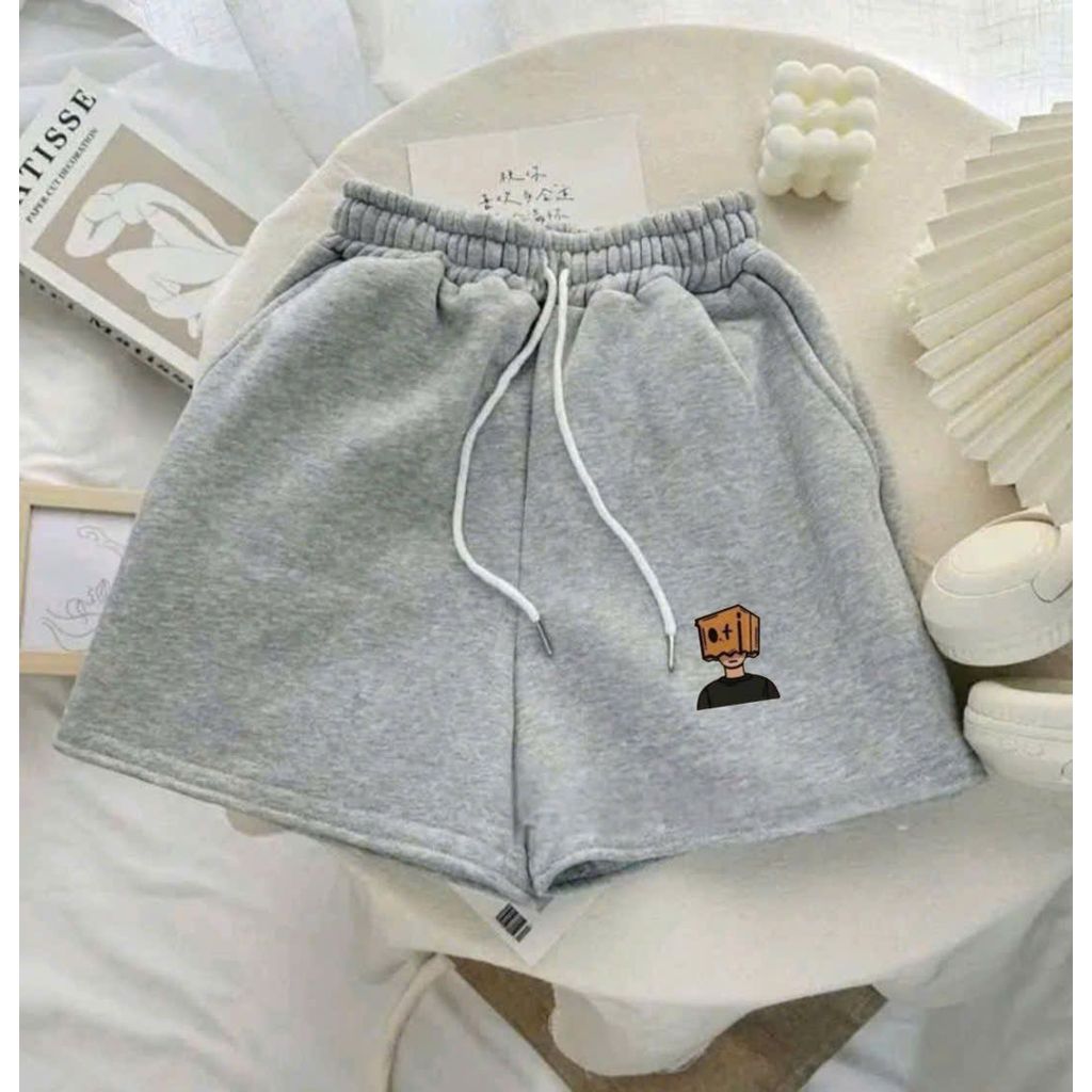 Quần short 2 da ép Hàn L1 chất dày, đứng dáng trẻ trung, họa tiết gấu xanh- quanaounisex94