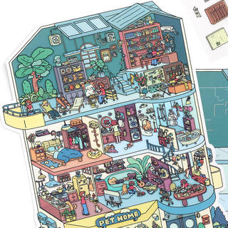 ENWEI 4 Cái [Dòng vườn ven biển] Pet Shop Nhà ấm cúng Jumbo Park Life Landscape Sticker để ghi nhật ký Album ảnh