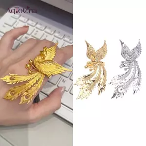 AqToCna Sang Trọng Phượng Hoàng Nhẫn Nam Nữ Đính Hôn Nhẫn Cưới Cô Dâu Trang Sức Phong Cách Trung Quốc Nhẫn Quà Tặng AqToCna