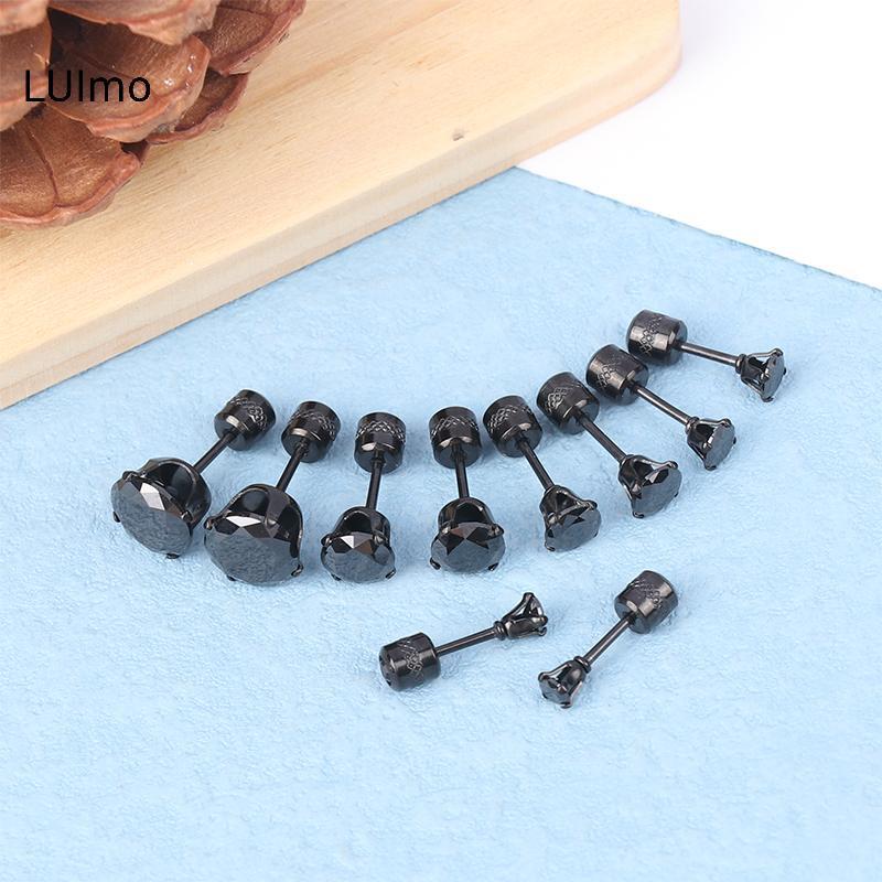 LUImo 3-8MM 1 Cặp Cubic Zirconia Titan Kim Cương Không Gỉ Zircon Bông Tai Dành Cho Nữ SBS