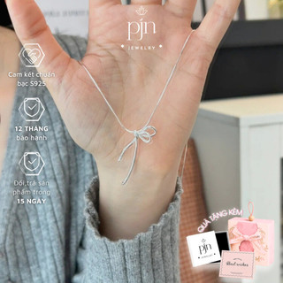 Dây Chuyền Bạc Nữ PJN Dây Mì Charm Thắt Hình Nơ Phá Cách Thiết Kế Xinh Xắn Dành Cho Nàng Đi Chơi Đi Tiệc VC13