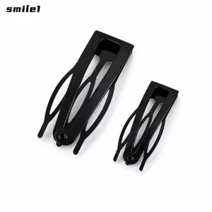 SMILE 2 Kẹp Tóc BB, Đen Mờ Mạnh Giữ Tóc Barrettes, Kim Loại Chống Trơn Trượt Ba Răng Bobby Chân Nữ Bé Gái