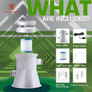 Máy bơm lọc bể bơi HILABEE Tốc độ dòng chảy 300 gallon, Nước cải tiến Cao cấp Dễ dàng làm sạch Phụ kiện lắp đặt dễ dàng Máy bơm điện