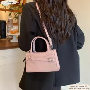 Túi vuông CPINCP, Túi đeo chéo công suất lớn có dây kéo, Túi đeo nách nơ màu trơn thanh lịch dành cho nữ