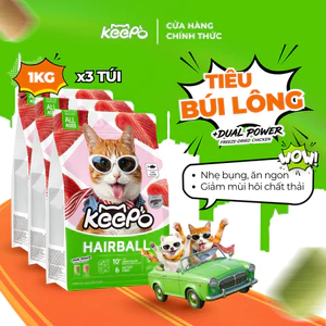 Thức ăn cho mèo KEEPO K2 Combo 3 Gói 1KG giảm rụng lông kiểm soát mùi hôi chất thải ăn ngon nhẹ bụng