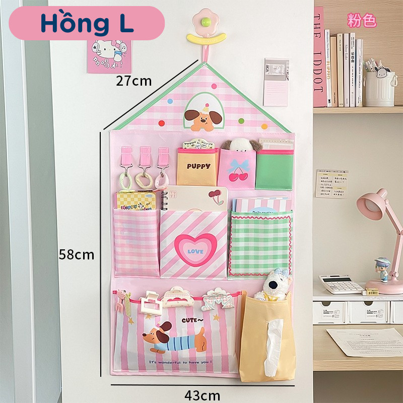 Túi Treo Tường Canvas HomeMate Nhiều Ngăn Có Hộp Đựng Giấy Rút, Túi Lưu Trữ Ký Túc Xá Đựng Đồ Lót Mỹ Phẩm Dễ Thương