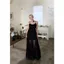Quần áo nữ cỡ lớn 150kg Pháp Cao cấp Royal Sister Màu đen Tính khí gạc Sling Dress Slimer Look Váy dài