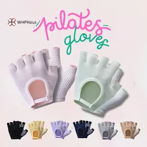 < WHPHous-t > Găng tay tập Yoga chống trượt dành cho nữ Găng tay nửa ngón bằng vải Cotton Găng tay nửa ngón thoáng khí đi xe đạp ngoài trời Găng tay câu cá thể thao Pilates Đẹp