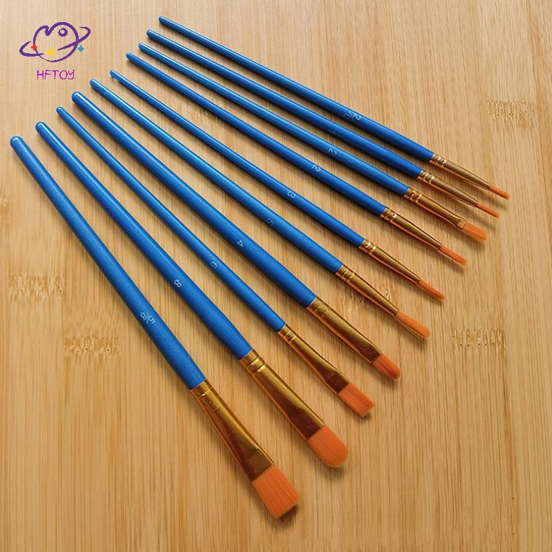 Bộ cọ sơn HFTOY 10pc Bàn chải sơn Nylon Bàn chải sơn dầu thanh ngắn Bàn chải Acrylic Bút màu nước Đồ dùng nghệ thuật chuyên nghiệp chất lượng cao ~