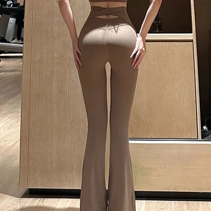 Quần tập Yoga nhẹ loe dành cho nữ VN có dây đeo chéo (COD), Quần thể thao chạy bộ lưng cao, Quần loe thể thao mùa xuân mùa hè thông thường.