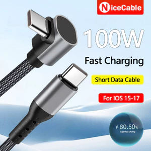 Cáp dữ liệu ngắn sạc nhanh 100W USB 2 trong 1 / 3 trong 1 / Type C sang IOS / Type C / Cáp sạc ô tô Micro Di động 90° Cáp dữ liệu sạc điện thoại thiết kế khuỷu tay