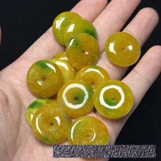 ((2 Cái) Myanmar Jadeite Vàng Nổi Xanh 18 Mm Khóa An Toàn Mặt Dây Chuyền Tự Làm Mặt Dây Chuyền Phụ Kiện