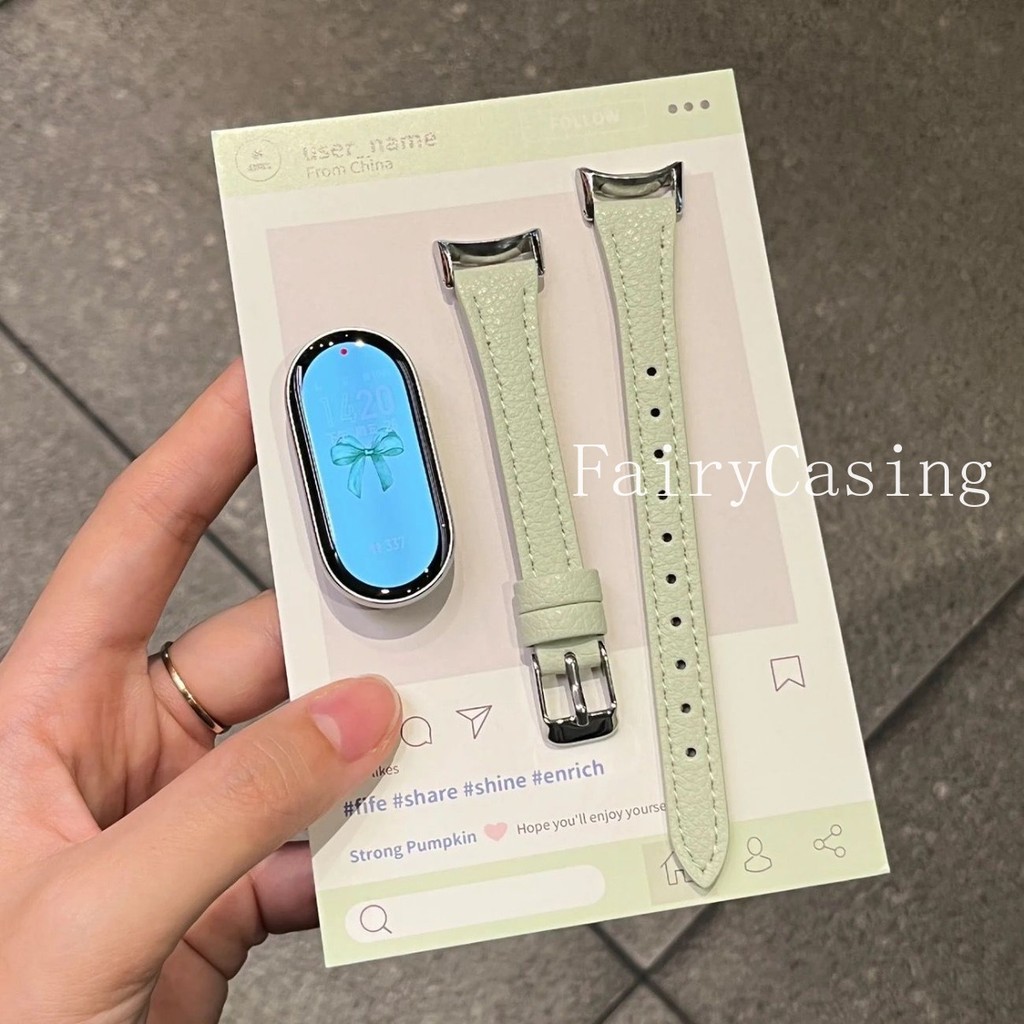 Dây đeo bằng da họa tiết mỏng Litchi cho Xiaomi Mi Band 10 9 8 7 cho Redmi Watch 6 5 4 Vòng đeo tay thay thế
