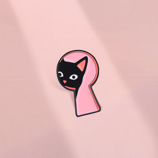 Keyhole Hình Mèo Đen Men Trâm Màu Hồng Nền Mèo Con Dễ Thương Ve Áo Pin Cho Ba Lô Quần Áo Phụ Kiện Quà Tặng Cho Mèo Những Người Yêu Thích