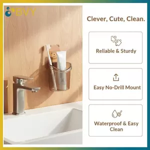BVY Bàn Chải Đánh Răng Cốc Bảo Quản Gấu Ôm Thiết Kế Treo Tường Chống Đấm Phòng Tắm Kem Đánh Răng Tổ Chức.