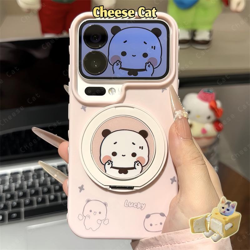 Ốp điện thoại cặp đôi giá đỡ điện thoại 360 độ dễ thương cho iPhone 13 14 12 11 15 Plus 16 17 Pro Max