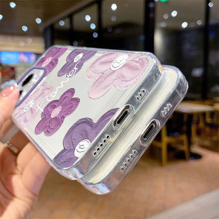 Ốp lưng iPhone trong suốt chống sốc họa tiết hoa tím iP-7/8Plus/XSMax/11/12/13/14/15/16/17/Pro/ProMax