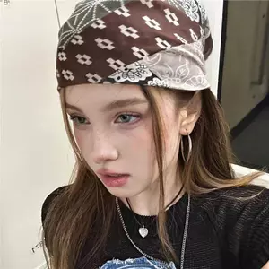 ECK In Hoa Khăn Lau Nữ Hàn Quốc Vải Lanh Cotton Khăn Vuông Thanh Lịch Ne Khăn Nhỏ Quấn Đầu Khăn Nóng