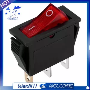 Công tắc Rocker BẬT TẮT Sáng lưỡng cực 28x10mm 250V 15A 3 thiết bị đầu cuối ĐỎ