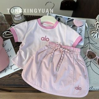 Mùa Hè Bé Gái Phong Cách Phương Tây Phong Cách Hàn Quốc Cổ Tròn Đáy Áo Sơ Mi Bé Gái Thường Ngày Phù Hợp Với Hai Mảnh Phù Hợp Với