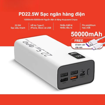 5155K7 sạc dự phòng Pro PD22.5w Sạc nhanh pin dự phòng màn hình led tích hợp tích hợp (10000mAh-50000mAh)