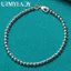 URMYLADY Bạc 925 Mịn 4MM Đính Hạt Vòng Tay Nữ Cưới Đính Hôn Dự Tiệc Trang Sức Thời Trang