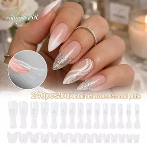 CATMALLER88 240 Mẫu Móng Tay Sandwich, Khuôn Làm Móng Tay Ngắn Nhanh Siêu Mỏng, Hình Bầu Dục Không Dấu Vết Nối Dài Móng Tay Giả Hai Mặt DIY